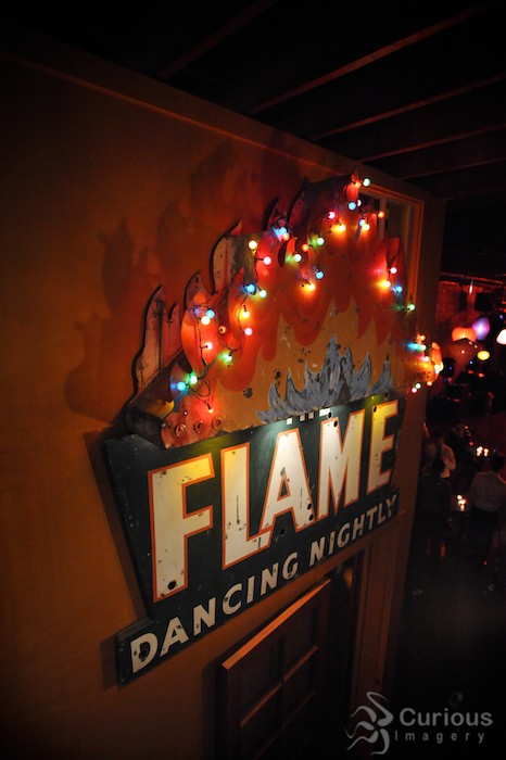 FLAME DANCING NIGHTLY sign at Georgetown Ballroom